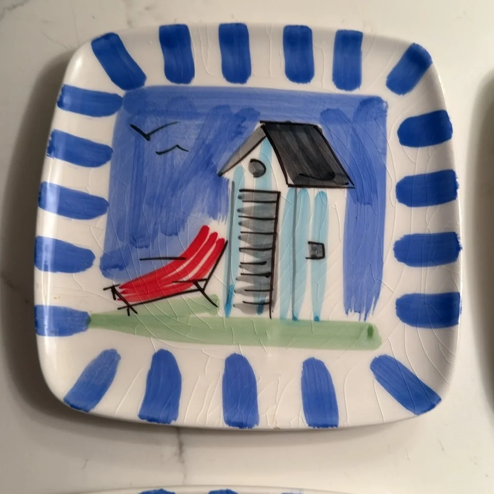 Hand Painted Italian Snack Plated Set of 4